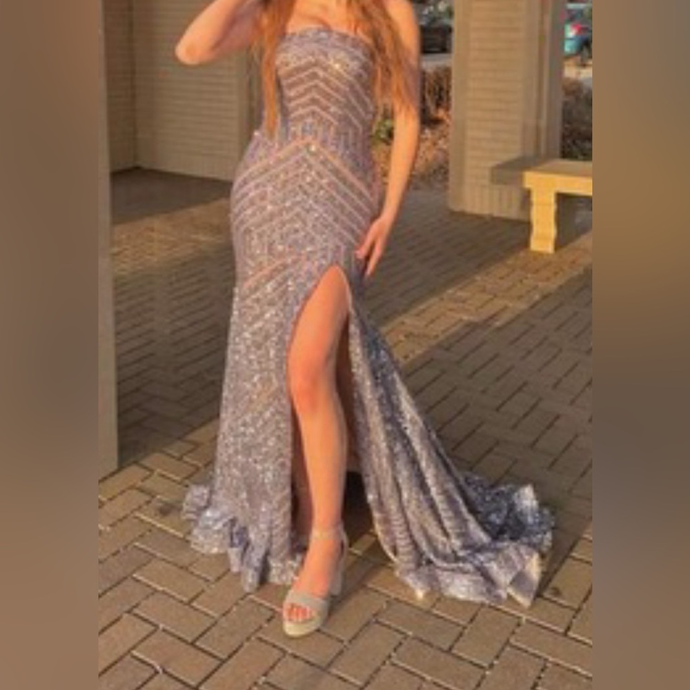 Jovani size 4, purple sequin high-slit gown